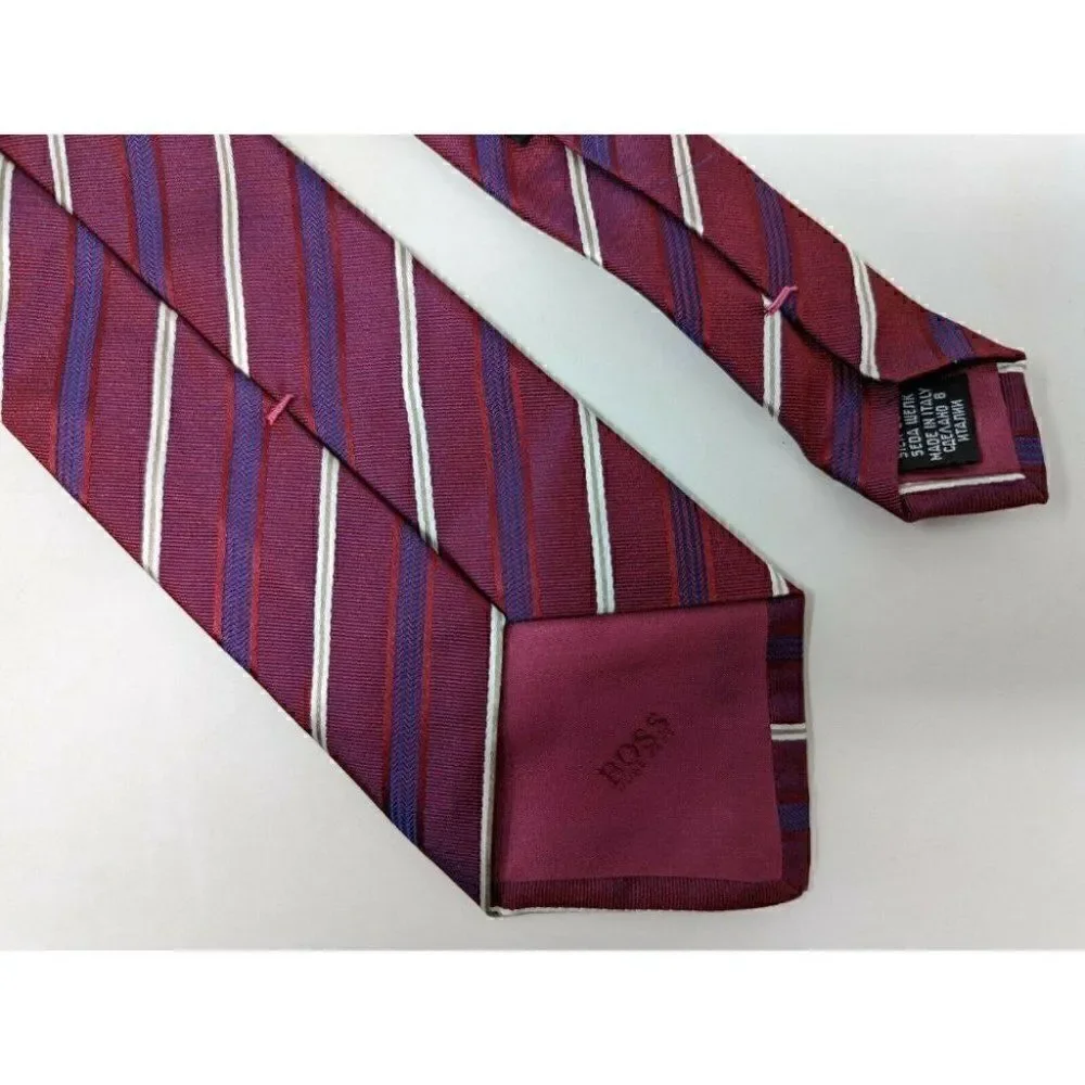 HUGO BOSS MADE IN ITALY SILK TIE RED BLUE CHAMELEON COLOR SHIFT 3.25